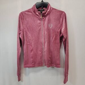 True Religion Size Medium Women's Crystal Wing Velour Track Jacket Pink